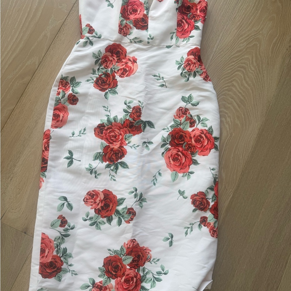 Sachin + Babi Strapless Floral Dress in White and Red - Picture 8 of 12